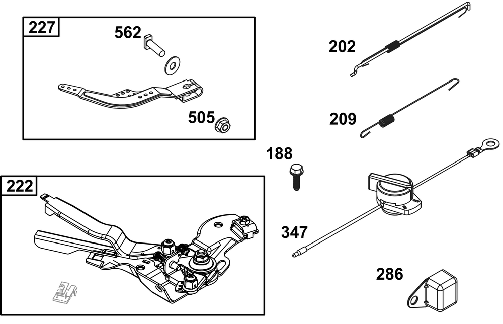 Controls Group Diagram and Parts List for 13R232-0056-F1 100000 - 19Z999 Briggs and Stratton Engine